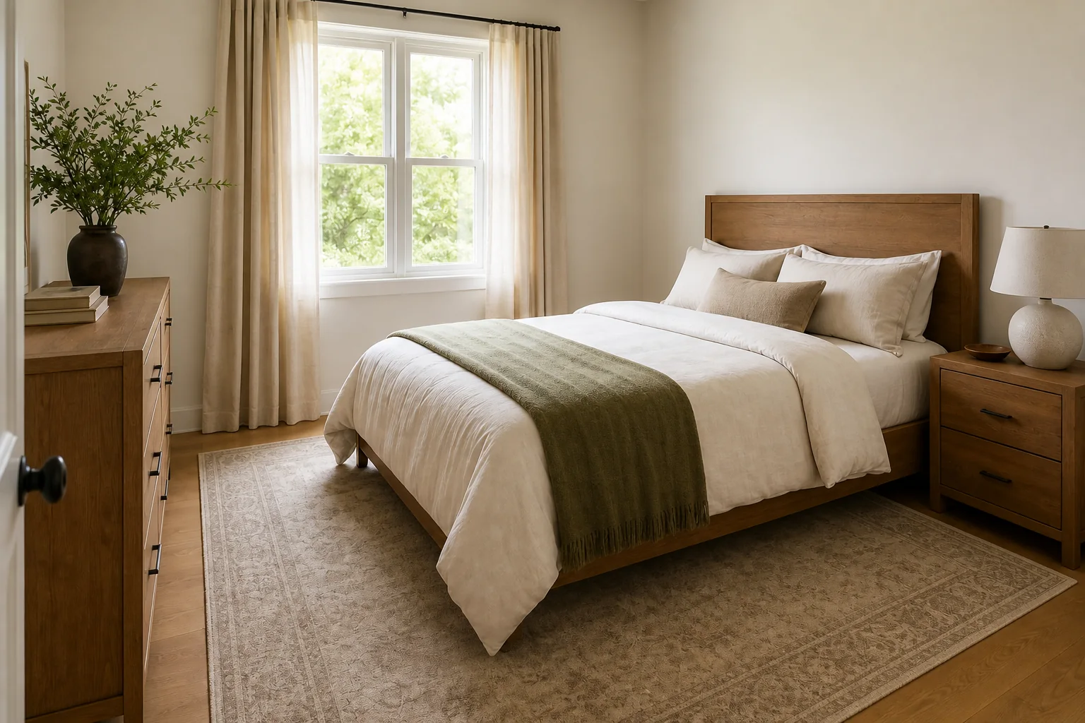 A finished bedroom styled from a Room Makeover System plan.