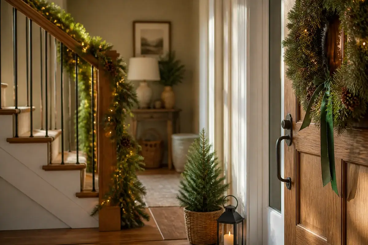 12 DIY Christmas Decor Ideas for Front Doors, Stair Rails and Window Ledges