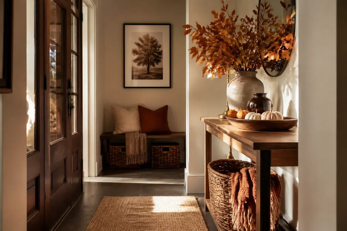 11 Charming Fall Entryway Decor Ideas With Limited Wall Space