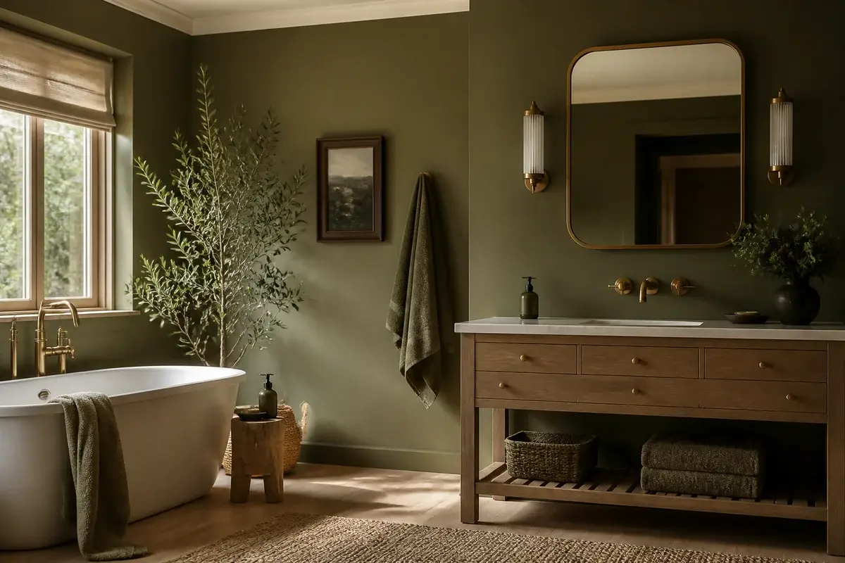 16 Calming Olive Green Bathroom Decor Ideas for Every Style